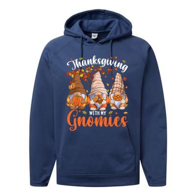 Thanksgiving With My Gnomies Fall Autumn Vibes Gnome Pumpkin Performance Fleece Hoodie