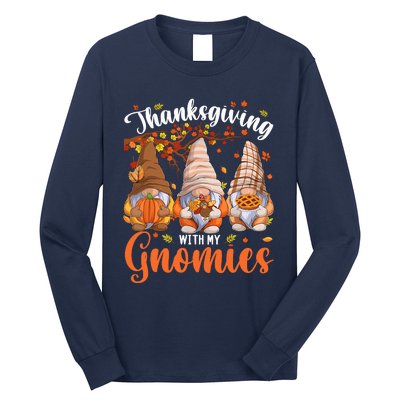 Thanksgiving With My Gnomies Fall Autumn Vibes Gnome Pumpkin Long Sleeve Shirt