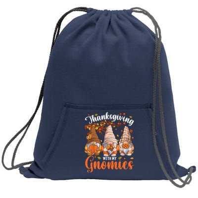 Thanksgiving With My Gnomies Fall Autumn Vibes Gnome Pumpkin Sweatshirt Cinch Pack Bag