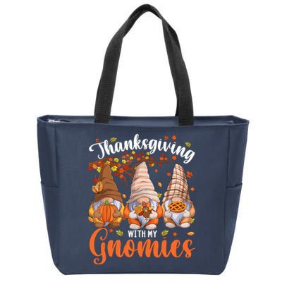 Thanksgiving With My Gnomies Fall Autumn Vibes Gnome Pumpkin Zip Tote Bag