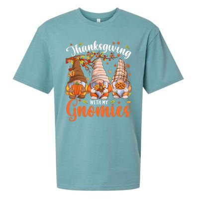 Thanksgiving With My Gnomies Fall Autumn Vibes Gnome Pumpkin Sueded Cloud Jersey T-Shirt