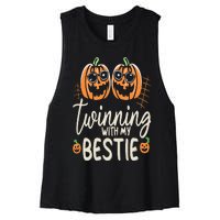 Twinning With My Bestie Spirit Week Twin Day Best Friend 70s Women's Racerback Cropped Tank