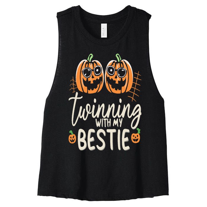 Twinning With My Bestie Spirit Week Twin Day Best Friend 70s Women's Racerback Cropped Tank