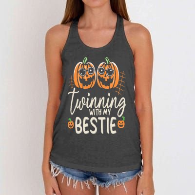 Twinning With My Bestie Spirit Week Twin Day Best Friend 70s Women's Knotted Racerback Tank