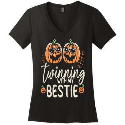 Twinning With My Bestie Spirit Week Twin Day Best Friend 70s Women's V-Neck T-Shirt