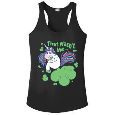 That Wasn't Me Funny Unicorn Farting Ladies PosiCharge Competitor Racerback Tank