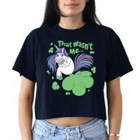 That Wasn't Me Funny Unicorn Farting Crop Top