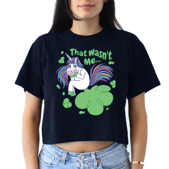 That Wasn't Me Funny Unicorn Farting Crop Top