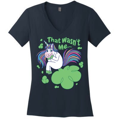 That Wasn't Me Funny Unicorn Farting Women's V-Neck T-Shirt