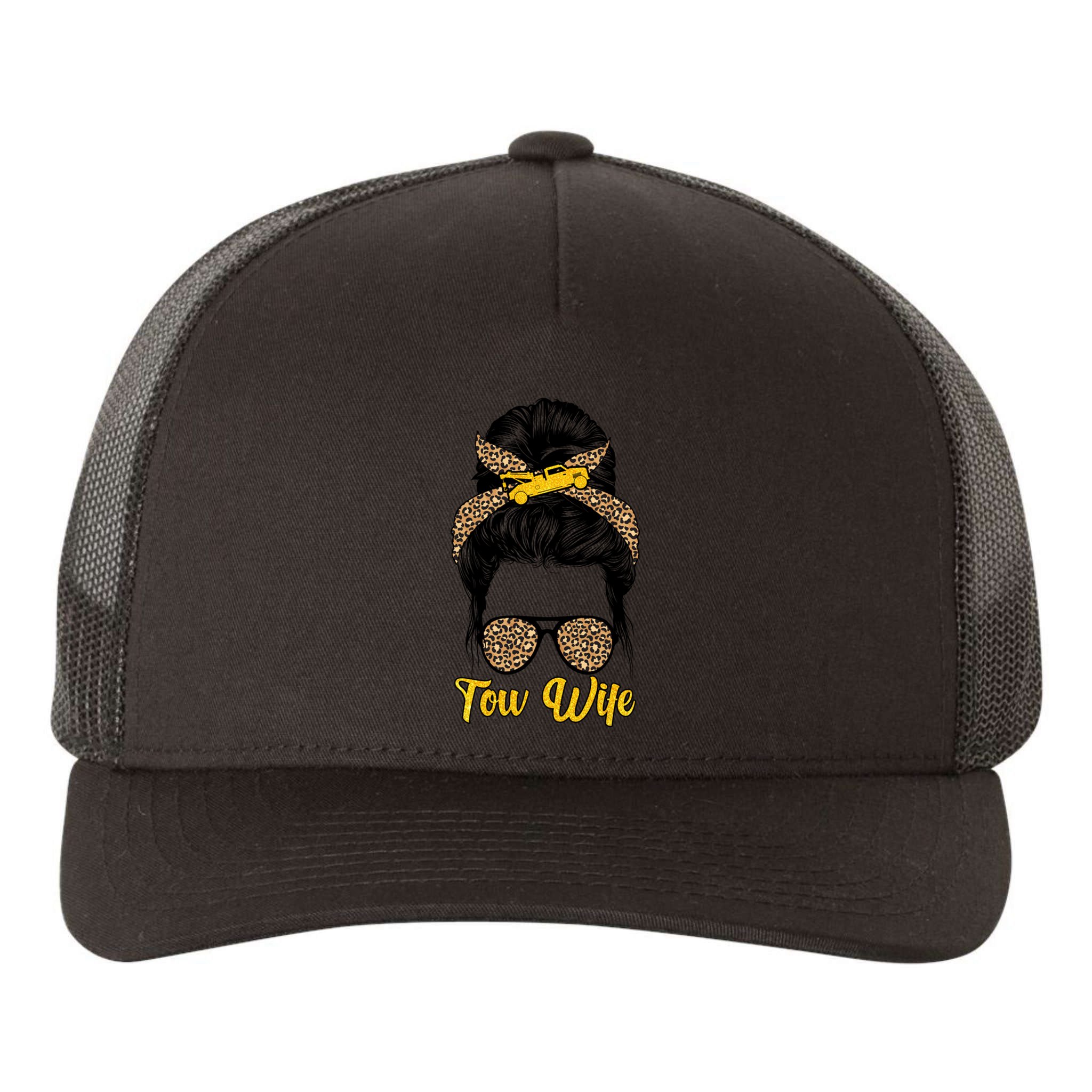 Tow Wife Messy Bun Tow Truck Wife Of A Tow Truck Driver Gift Yupoong Adult 5-Panel Trucker Hat