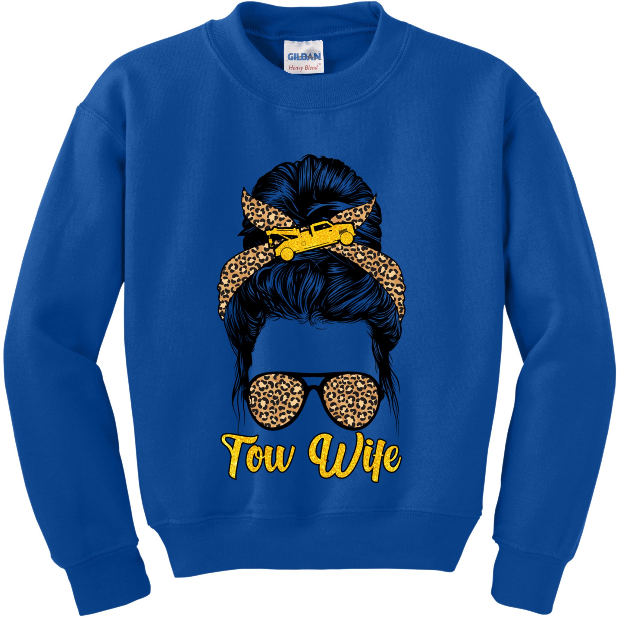 Tow Wife Messy Bun Tow Truck Wife Of A Tow Truck Driver Gift Kids Sweatshirt