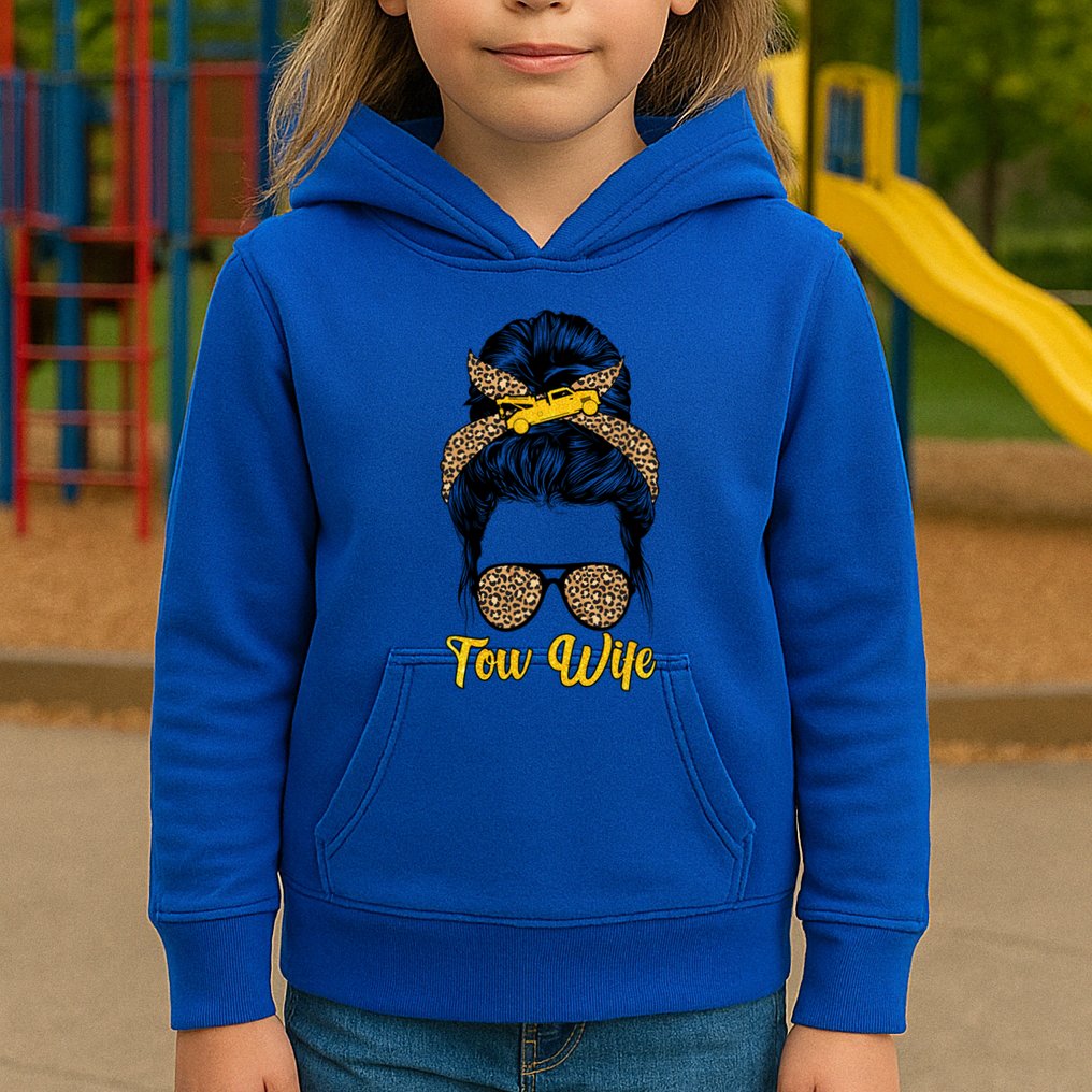 Tow Wife Messy Bun Tow Truck Wife Of A Tow Truck Driver Gift Kids Hoodie