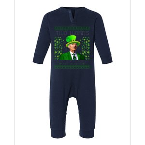 Two Words Merry 4th Of Thanksgiving Biden St Patricks Day Infant Fleece One Piece