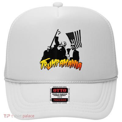 Trump Wrestling Meme Fake News Network Trump Mania Painting High Crown Mesh Back Trucker Hat