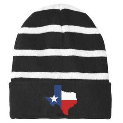 Texas Women Men Texas State Lone Star Flag Map Striped Beanie with Solid Band