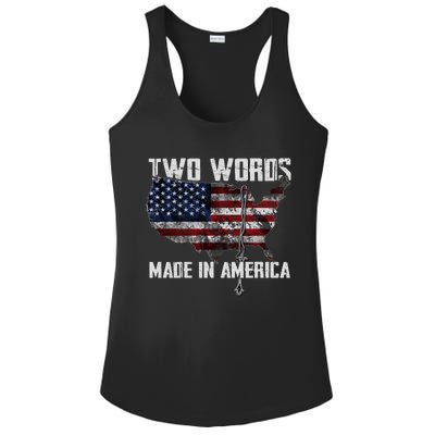 Two Words Made In America Joe Biden Vintage American US Flag Ladies PosiCharge Competitor Racerback Tank