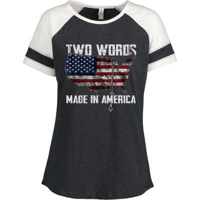 Two Words Made In America Joe Biden Vintage American US Flag Enza Ladies Jersey Colorblock Tee