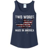 Two Words Made In America Joe Biden Vintage American US Flag Ladies Essential Tank