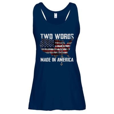 Two Words Made In America Joe Biden Vintage American US Flag Ladies Essential Flowy Tank