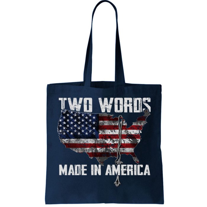 Two Words Made In America Joe Biden Vintage American US Flag Tote Bag