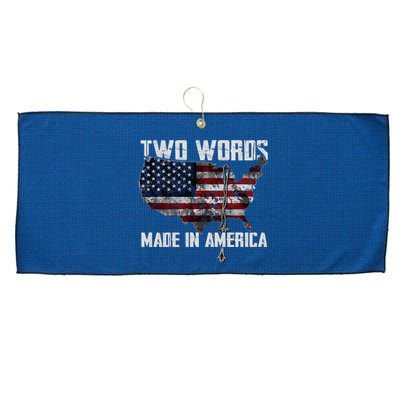 Two Words Made In America Joe Biden Vintage American US Flag Large Microfiber Waffle Golf Towel