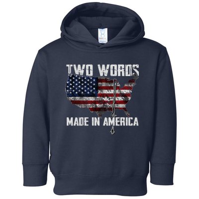 Two Words Made In America Joe Biden Vintage American US Flag Toddler Hoodie