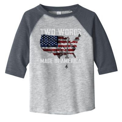 Two Words Made In America Joe Biden Vintage American US Flag Toddler Fine Jersey T-Shirt