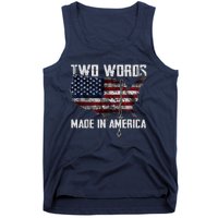 Two Words Made In America Joe Biden Vintage American US Flag Tank Top