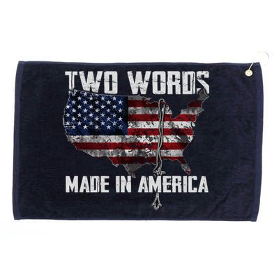 Two Words Made In America Joe Biden Vintage American US Flag Grommeted Golf Towel