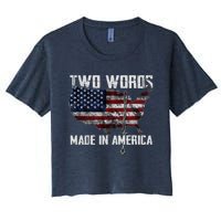 Two Words Made In America Joe Biden Vintage American US Flag Women's Crop Top Tee