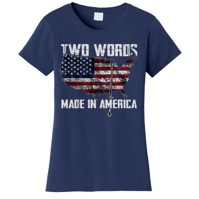 Two Words Made In America Joe Biden Vintage American US Flag Women's T-Shirt