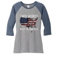 Two Words Made In America Joe Biden Vintage American US Flag Women's Tri-Blend 3/4-Sleeve Raglan Shirt