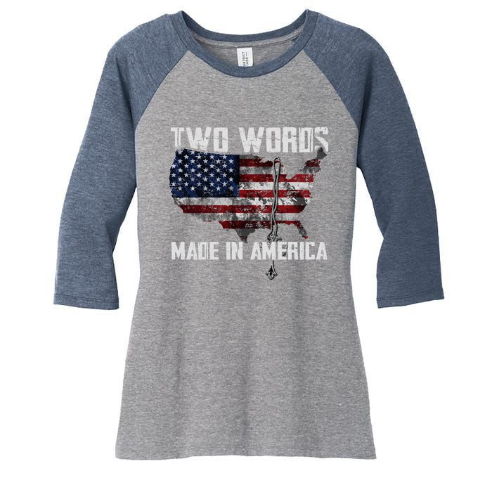 Two Words Made In America Joe Biden Vintage American US Flag Women's Tri-Blend 3/4-Sleeve Raglan Shirt