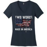 Two Words Made In America Joe Biden Vintage American US Flag Women's V-Neck T-Shirt