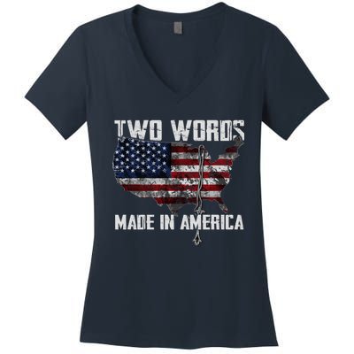 Two Words Made In America Joe Biden Vintage American US Flag Women's V-Neck T-Shirt