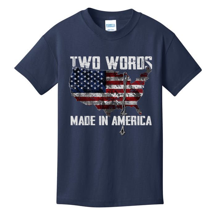 Two Words Made In America Joe Biden Vintage American US Flag Kids T-Shirt