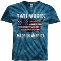 Two Words Made In America Joe Biden Vintage American US Flag Kids Tie-Dye T-Shirt