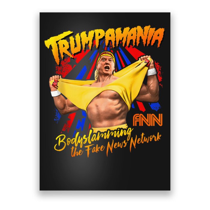 Trump Wrestling Meme Fake News Network Trump Mania Painting Poster