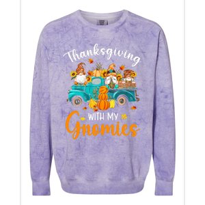 Thanksgiving With My Gnomies Funny Season Gnomes Lover Colorblast Crewneck Sweatshirt