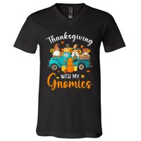 Thanksgiving With My Gnomies Funny Season Gnomes Lover V-Neck T-Shirt