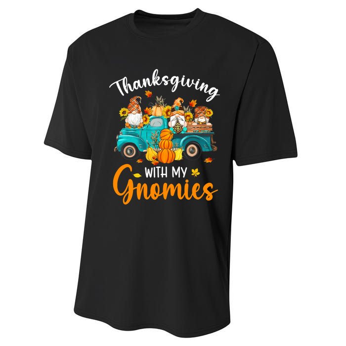 Thanksgiving With My Gnomies Funny Season Gnomes Lover Performance Sprint T-Shirt