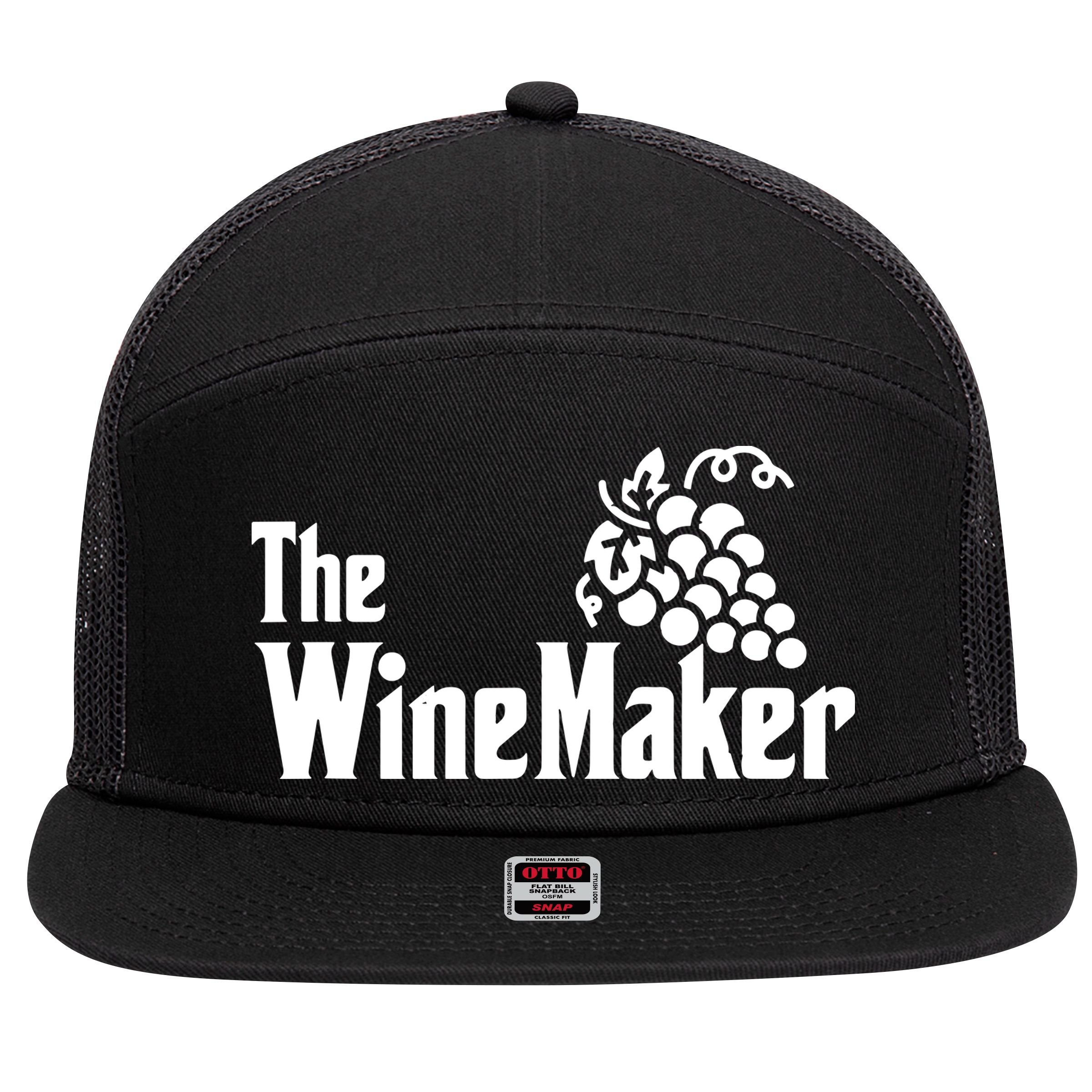 The Wine Maker Vinyard Winery Wine Making Grapes Winemaker 7 Panel Mesh Trucker Snapback Hat
