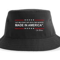 Two Words Made In America Funny Biden Quote Anti Biden Sustainable Bucket Hat