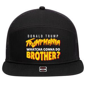 Trump Wrestling Meme Fake News Trumpamania Whatcha Gonna Do Brother 7 Panel Mesh Trucker Snapback Hat