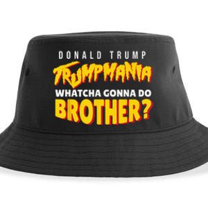 Trump Wrestling Meme Fake News Trumpamania Whatcha Gonna Do Brother Sustainable Bucket Hat