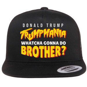 Trump Wrestling Meme Fake News Trumpamania Whatcha Gonna Do Brother Flat Bill Trucker Hat