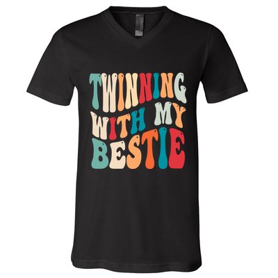 Twinning With My Bestie Twin Day Best Friend Spirit Week V-Neck T-Shirt