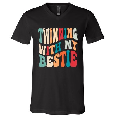 Twinning With My Bestie Twin Day Best Friend Spirit Week V-Neck T-Shirt