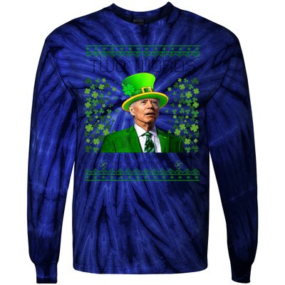 Two Words Merry 4th Of Thanksgiving Funny Biden St Patricks Day Gift Tie-Dye Long Sleeve Shirt