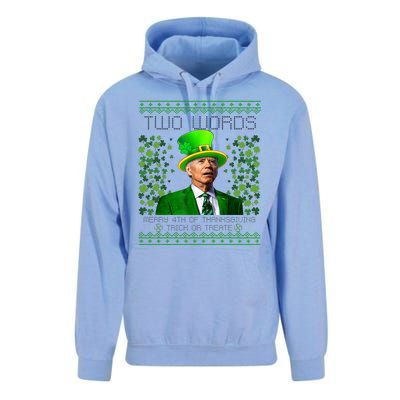 Two Words Merry 4th Of Thanksgiving Funny Biden St Patricks Day Gift Unisex Surf Hoodie